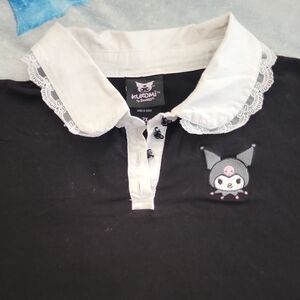 Black and White Kuromi Collared Shirt